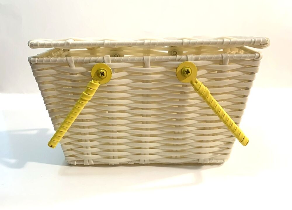 Empty Beekman 1802 White Gift Basket Yellow Handles